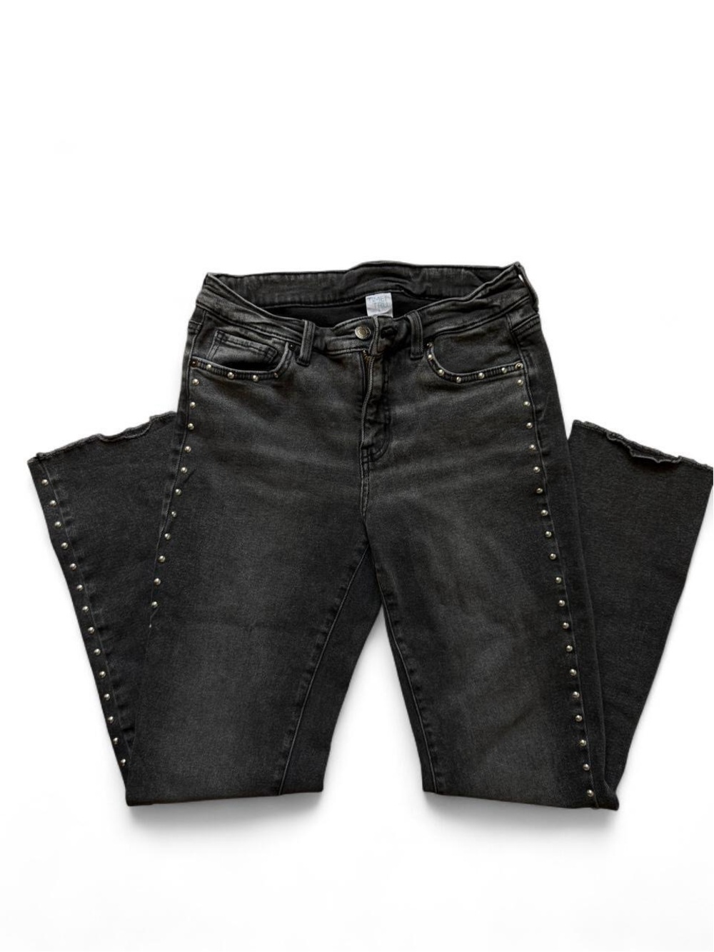 Time & Tru Black Silver Studded Straight Leg Jeans